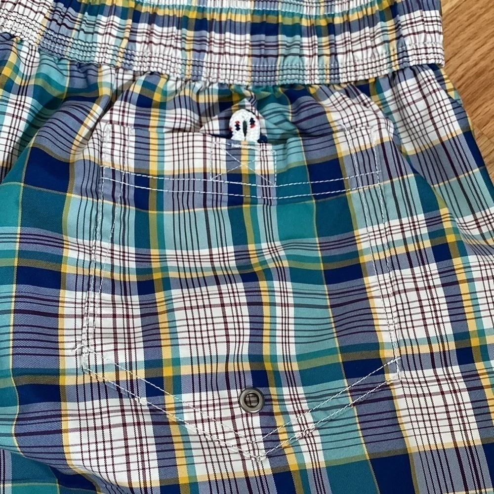 Lands End Madras Plaid Swim Trunks Mens XXL Preppy Nautical Board shorts Surf